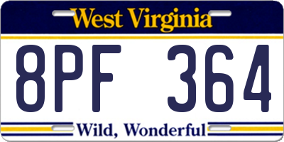 WV license plate 8PF364