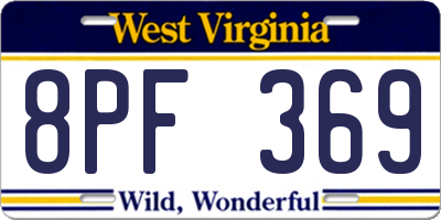 WV license plate 8PF369