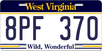 WV license plate 8PF370
