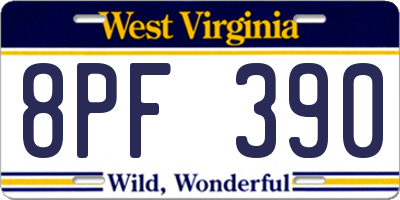 WV license plate 8PF390