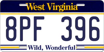 WV license plate 8PF396