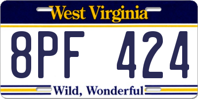 WV license plate 8PF424