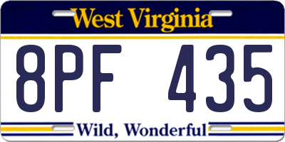 WV license plate 8PF435