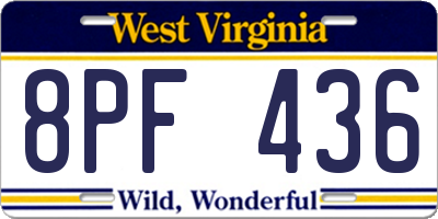 WV license plate 8PF436
