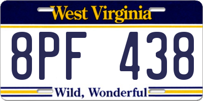 WV license plate 8PF438