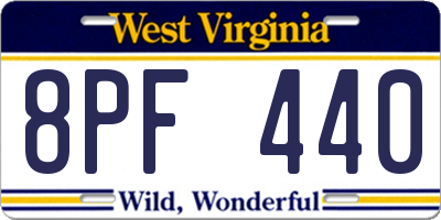 WV license plate 8PF440