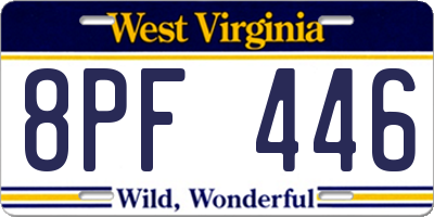 WV license plate 8PF446