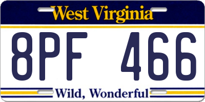 WV license plate 8PF466
