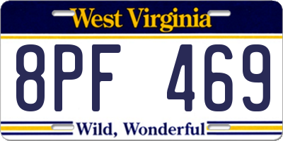 WV license plate 8PF469
