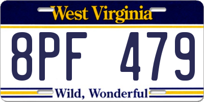 WV license plate 8PF479