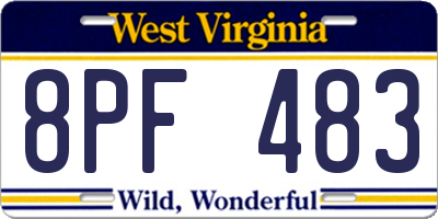 WV license plate 8PF483