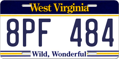 WV license plate 8PF484