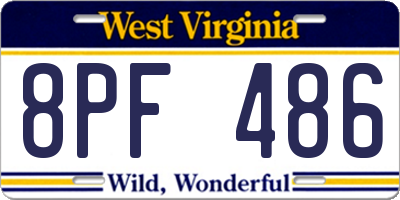 WV license plate 8PF486