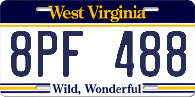 WV license plate 8PF488