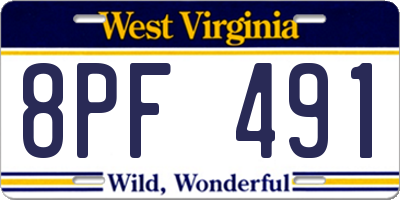 WV license plate 8PF491