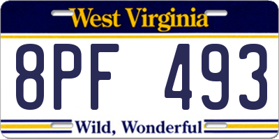 WV license plate 8PF493