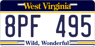 WV license plate 8PF495