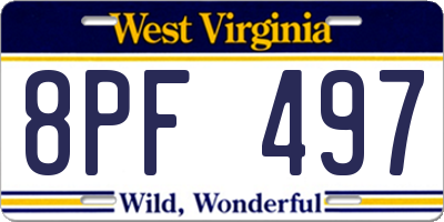 WV license plate 8PF497