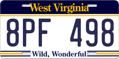 WV license plate 8PF498