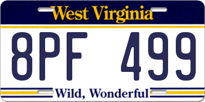 WV license plate 8PF499