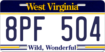 WV license plate 8PF504