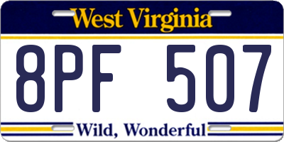 WV license plate 8PF507