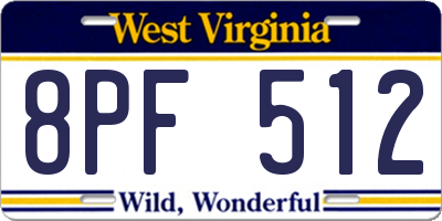 WV license plate 8PF512