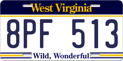 WV license plate 8PF513