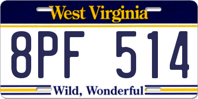 WV license plate 8PF514