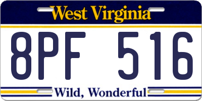 WV license plate 8PF516
