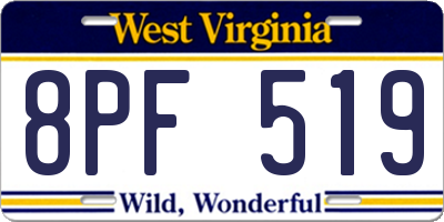 WV license plate 8PF519