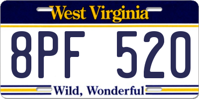 WV license plate 8PF520