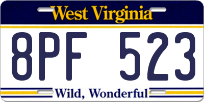 WV license plate 8PF523
