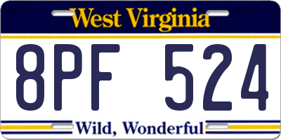 WV license plate 8PF524