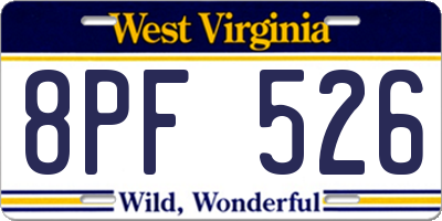 WV license plate 8PF526