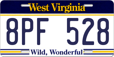 WV license plate 8PF528