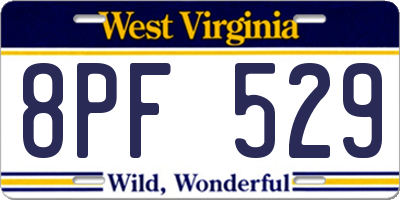 WV license plate 8PF529