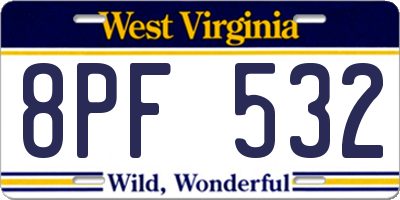 WV license plate 8PF532