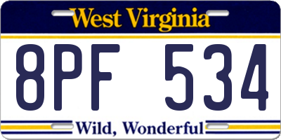 WV license plate 8PF534