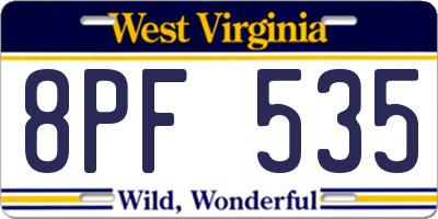 WV license plate 8PF535