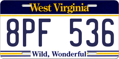 WV license plate 8PF536
