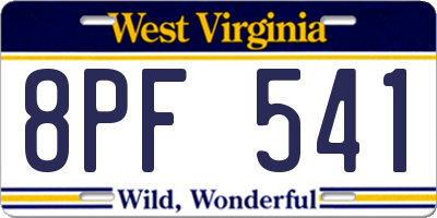 WV license plate 8PF541