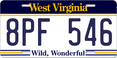 WV license plate 8PF546