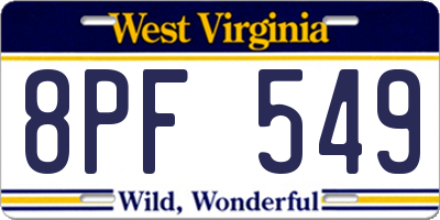 WV license plate 8PF549