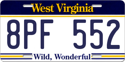 WV license plate 8PF552