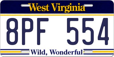 WV license plate 8PF554