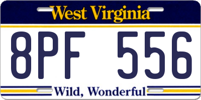 WV license plate 8PF556