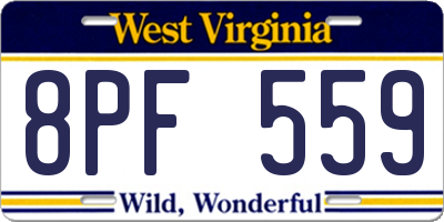 WV license plate 8PF559