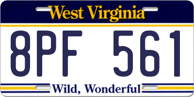 WV license plate 8PF561