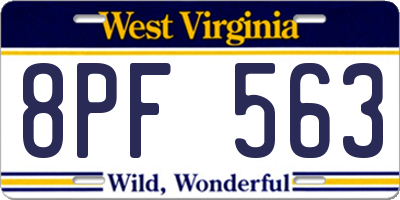 WV license plate 8PF563